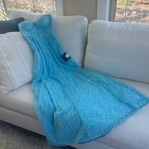 Lulus Blue Sequin Strapless Corset Dress w/ Built-In Cups – NWT size small